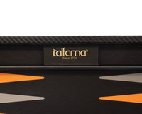 Italfama foldbart kunstlæder Backgammon-sæt i sort og orange