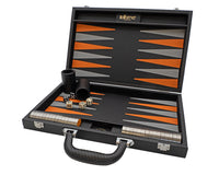 Italfama foldbart kunstlæder Backgammon-sæt i sort og orange