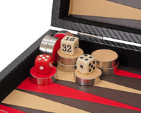 Italfama foldbart Backgammon-sæt i kunstlæder, sort og rød