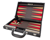 Italfama foldbart Backgammon-sæt i kunstlæder, sort og rød