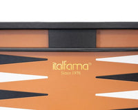 Italfama sammenklappeligt kunstlæder Backgammon-sæt i sort og beige
