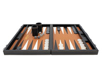 Italfama sammenklappeligt kunstlæder Backgammon-sæt i sort og beige