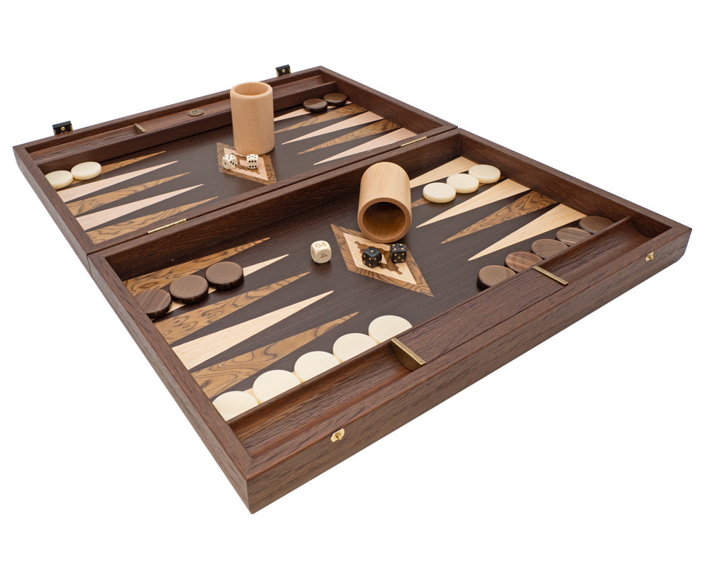 Manopoulos Wenge og Walnut Burl Backgammon-sæt