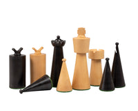Art Deco-eboniserede skakbrikker i buksbom – 8,9 cm