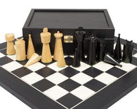 Art Deco-eboniserede skakbrikker i buksbom – 8,9 cm