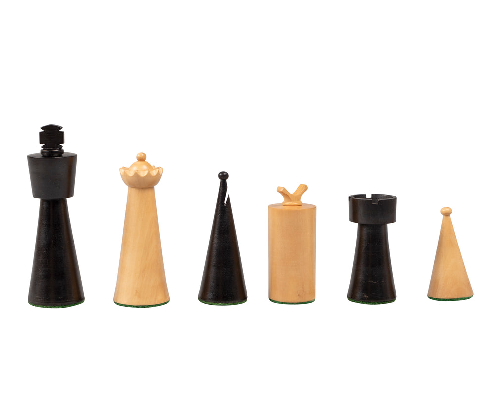 Art Deco-eboniserede skakbrikker i buksbom – 8,9 cm