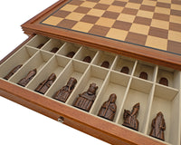 Regency Chess Isle of Lewis og mahogniindrammet kabinet Luksus Skaksæt
