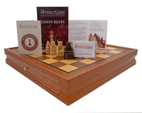 Regency Chess Isle of Lewis og mahogniindrammet kabinet Luksus Skaksæt