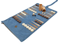 Manopoulos ruskind roll-up rejse-Backgammon-sæt - RAF Blue