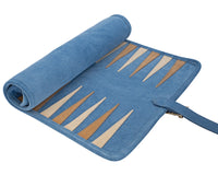 Manopoulos ruskind roll-up rejse-Backgammon-sæt - RAF Blue
