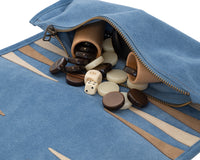 Manopoulos ruskind roll-up rejse-Backgammon-sæt - RAF Blue