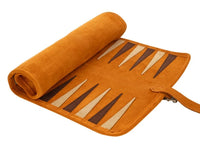 Manopoulos ruskind roll-up rejse-backgammon-sæt - kanel