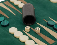 Manopoulos ruskind roll-up rejse-backgammon-sæt - grøn