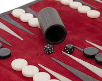 Manopoulos ruskinds rul-op rejse-Backgammon-sæt - Bordeaux